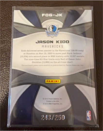 2010 Panini Jason Kidd #FOG-JK Dallas Mavericks — front