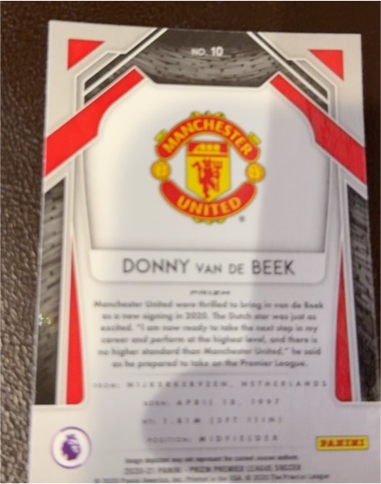 2020-21 Panini Premier League #10 Donny van de Beek — front