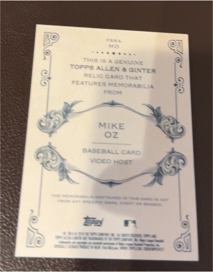 2019 Topps Allen & Ginter #FSRA-MO Mike Oz — front