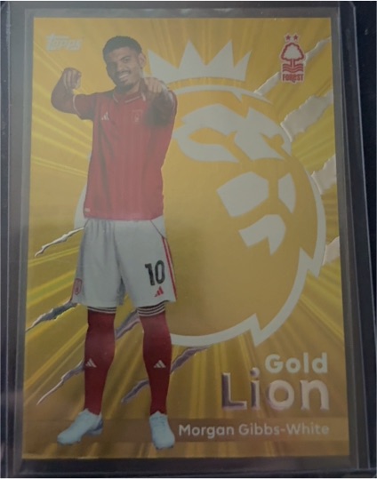 2025-26 Topps Premier League #GL-15 Morgan Gibbs-White Gold Lion SP — front