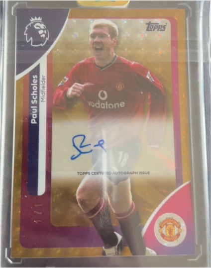 2025 Topps Premier League Paul Scholes 1/1 Gold Autograph — front