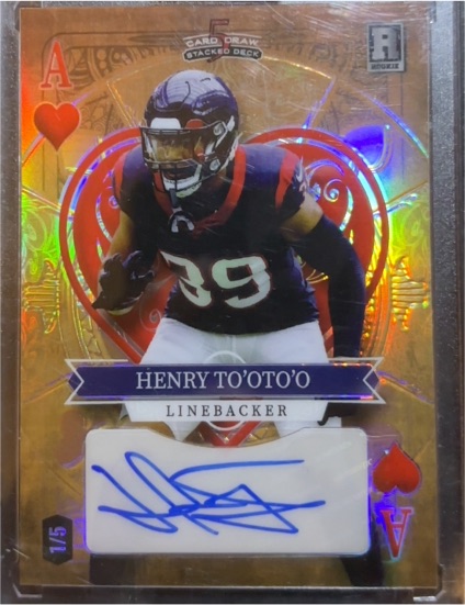 2023 Wild Card 5 Card Draw Stacked Deck Ace of Hearts Henry To'Oto'o — front