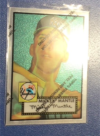 1996 Topps Finest #2 Mickey Mantle 1952 Topps Reprint — front