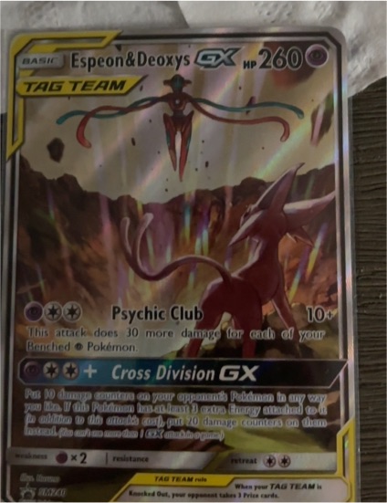 2020 Pokémon TCG SM Black Star Promo #SM240 Espeon & Deoxys GX — front
