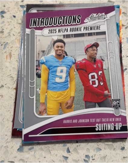2025 Panini Absolute Introductions #I-TJN Tre Harris, Tez Johnson — front