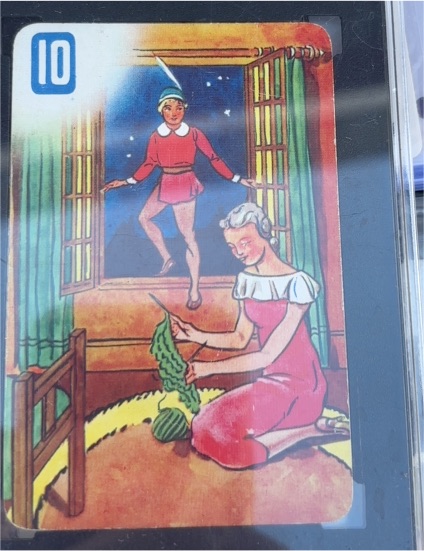Vintage Non-Sports Card #10 Woman Sewing with Elf — front