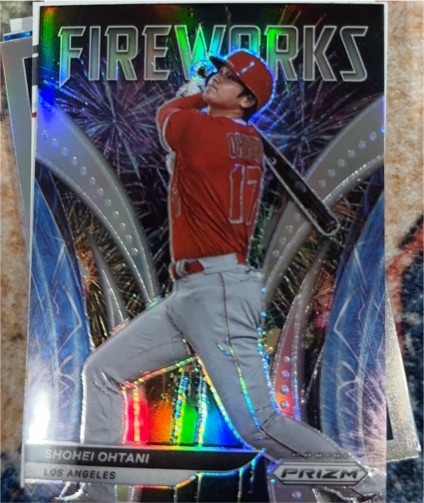 2022 Panini Prizm Fireworks #F-3 Shohei Ohtani — front
