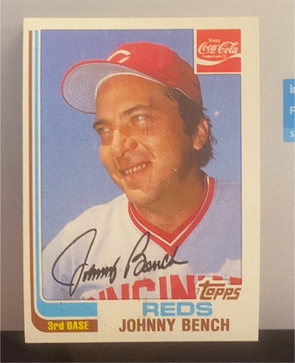 1982 Topps Coca-Cola #1 Johnny Bench — front