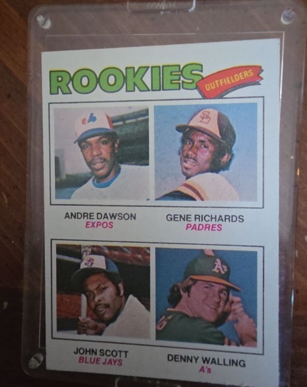 1977 Topps #473 Rookie Outfielders Andre Dawson Gene Richards John Scott Denny Walling — front