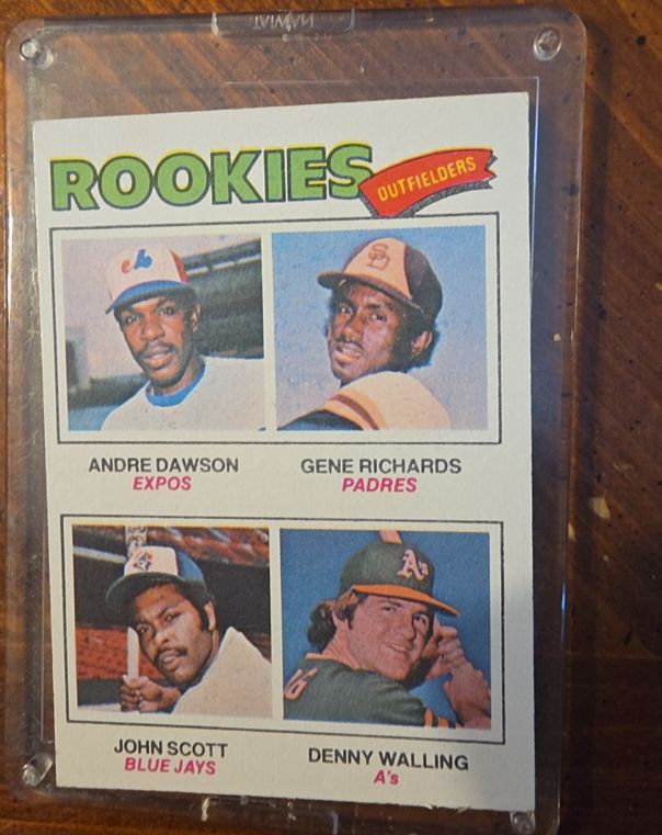 1977 Topps #473 Rookie Outfielders Andre Dawson/Gene Richards/John Scott/Denny Walling — front