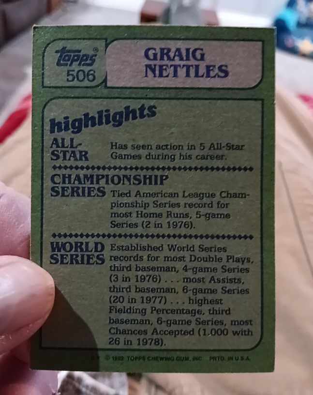 1982 Topps #506 Graig Nettles — front