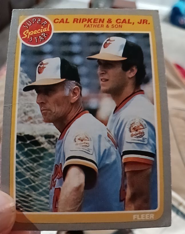 1985 Fleer #641 Cal Ripken Jr. & Cal Ripken Sr. — front