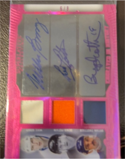 2021 Leaf Lumber Twig Sigs 3 Purple John LeClair Guy Carbonneau Brett Hull Auto — front