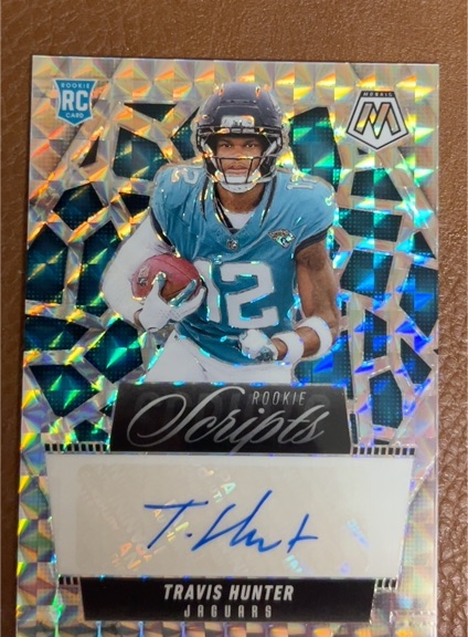 2025 Panini Mosaic Rookie Scripts #RS-THR Travis Hunter — front
