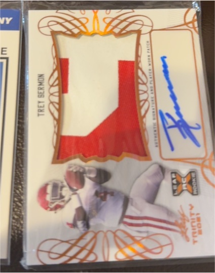 2021 Leaf Trinity Patch Autographs #PA-TS1 Trey Sermon — front