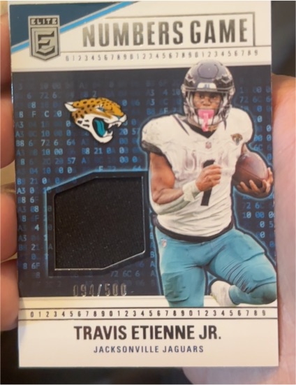 2024 Panini Elite Numbers Game #NG-TET Travis Etienne Jr. — front