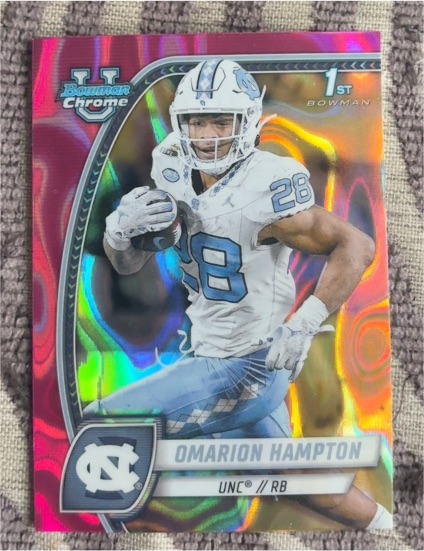 2024 Bowman University Chrome #198 Omarion Hampton — front