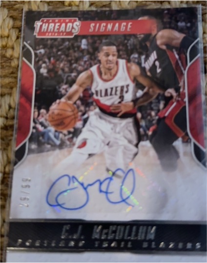 2016-17 Panini Threads Signage #Signage C.J. McCollum — front