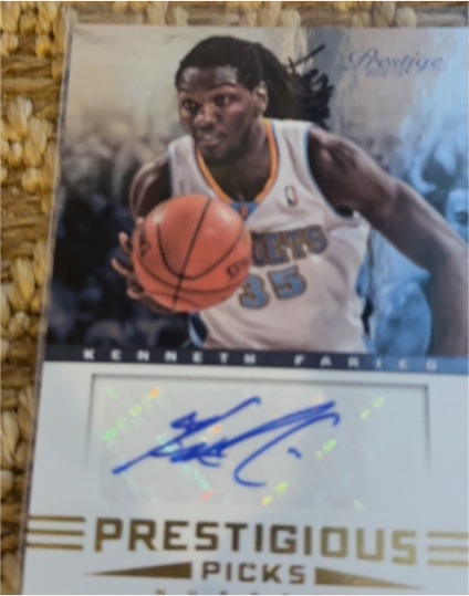 2012-13 Panini Prestige Prestigious Picks Signatures #20 Kenneth Faried RC Auto — front