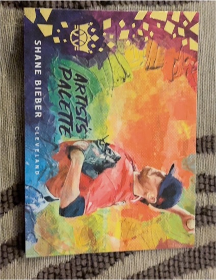 2021 Panini Diamond Kings #AP-9 Shane Bieber Artist's Palette — front