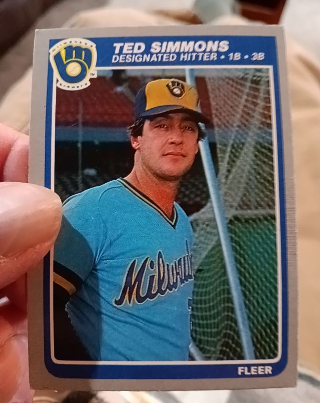 1985 Fleer #596 Ted Simmons — front