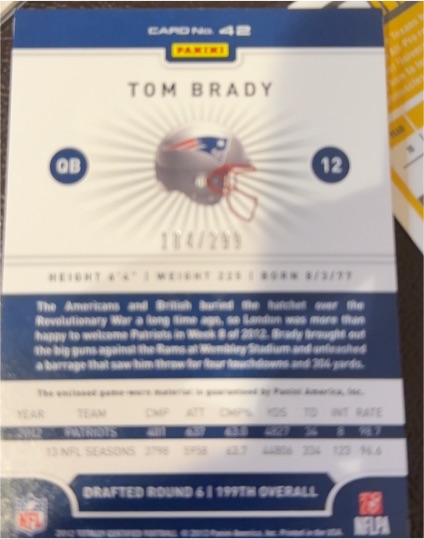 2012 Panini Totally Certified #42 Tom Brady — front