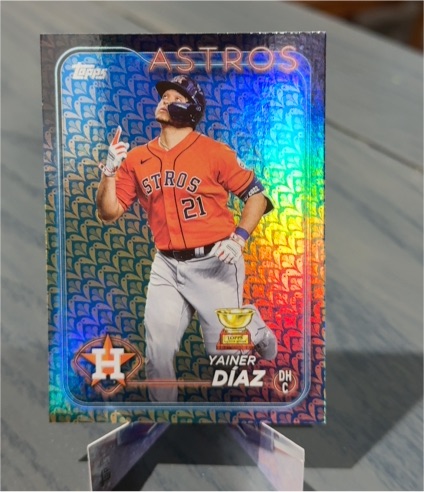 2024 Topps Series 1 #77 Yainer Diaz Easter Holiday Foil Rookie Cup Houston Astros — front