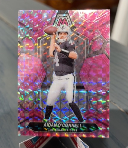 2024 Panini Mosaic Pink Camo Prizm #113 Aidan O'Connell — front
