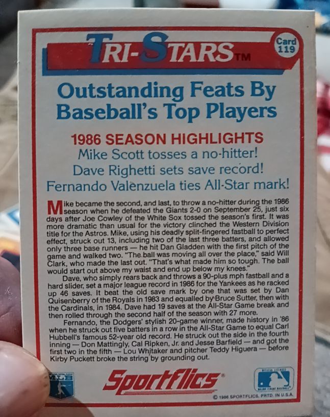 1986 Sportflics #119 Mike Scott — front