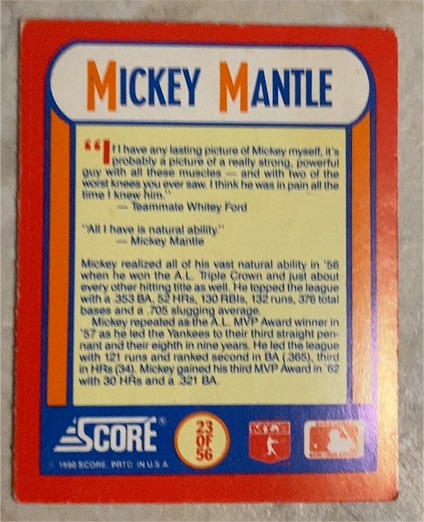 1990 Score Magic Motion Trivia #23 Mickey Mantle — front