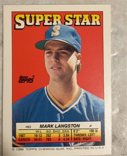 1988 Topps Stickers #63 Mark Langston Super Star — front
