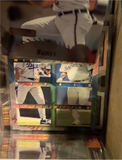 1996 Pinnacle Aficionado #21 Mike Piazza / Tony Gwynn Rivals Dodgers — front