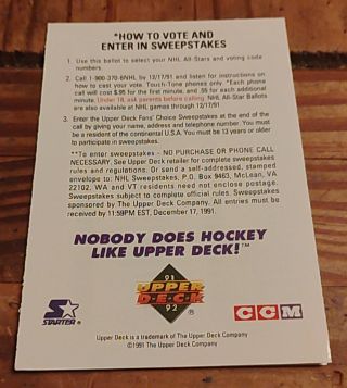 1991-92 Upper Deck All-Star Fan Ballot — front