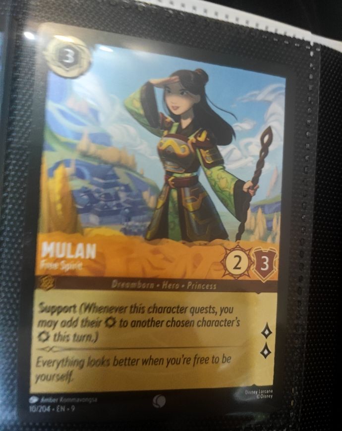 Disney Lorcana Rise of the Floodborn #15 Mulan Free Spirit — front