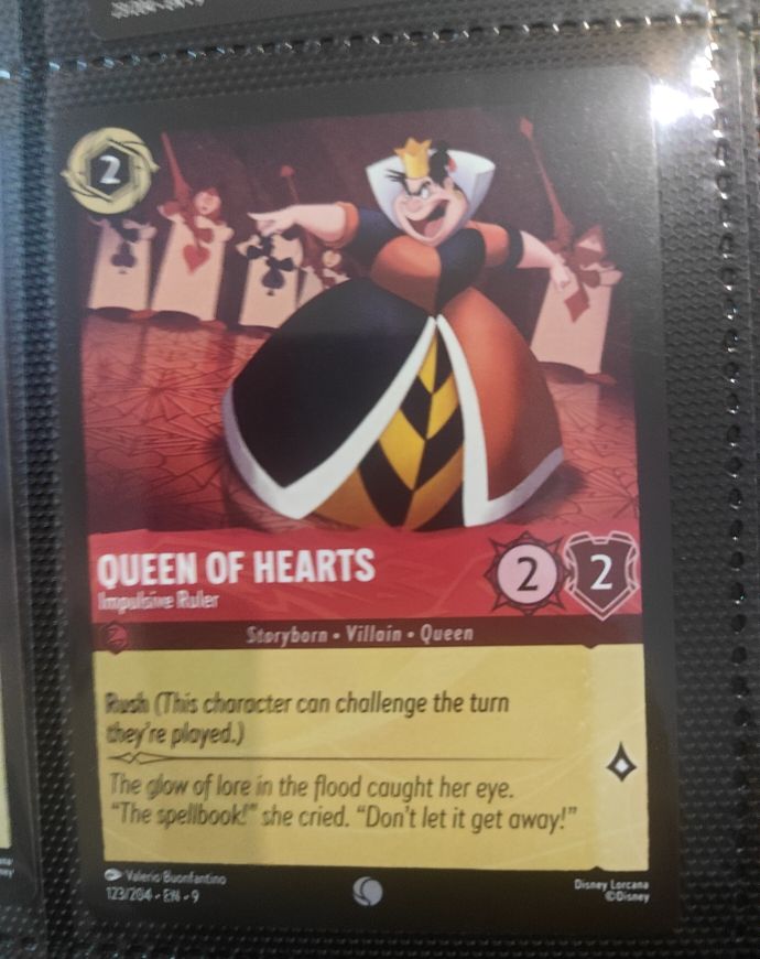 2023 Disney Lorcana Rise of the Floodborn #123 Queen of Hearts — front