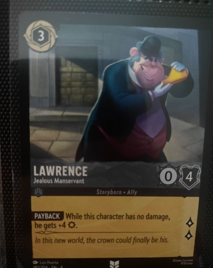 2023 Disney Lorcana #186 Lawrence Jealous Manservant — front