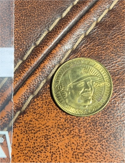 1998 Pinnacle Mint Collection Coins Brass #11 Chipper Jones — front