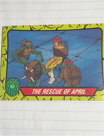 1989 Topps Teenage Mutant Ninja Turtles #45 The Rescue of April — front
