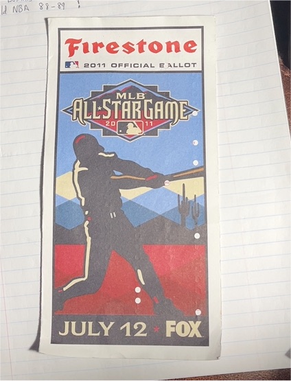 2011 MLB All Star Game Official Ballot Firestone — front