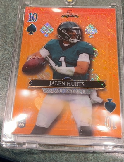 2024 Wild Card 5 Card Draw Stacked Deck #10 of Spades Jalen Hurts — front