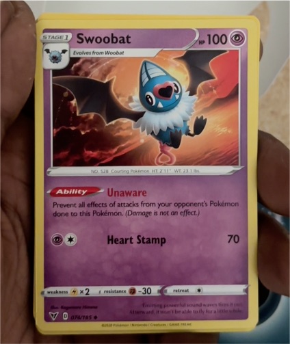 2020 Pokémon Vivid Voltage #074 Swoobat — front