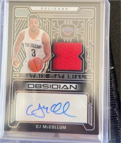 2021 Panini Obsidian Matrix Material #MMA-CJM CJ McCollum — front