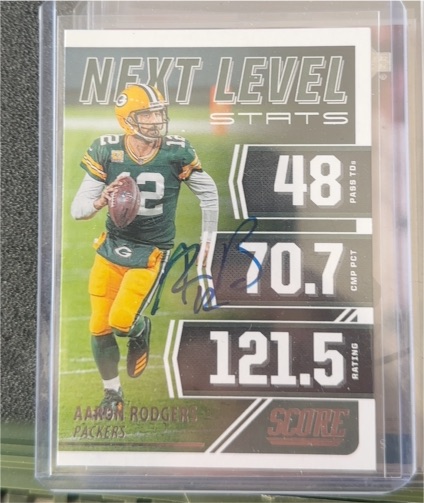 2021 Panini Score #NL4 Aaron Rodgers Next Level Stats — front