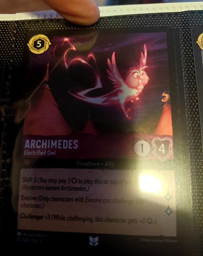 Disney Lorcana Shimmering Skies #47 Archimedes Electrified Owl — front