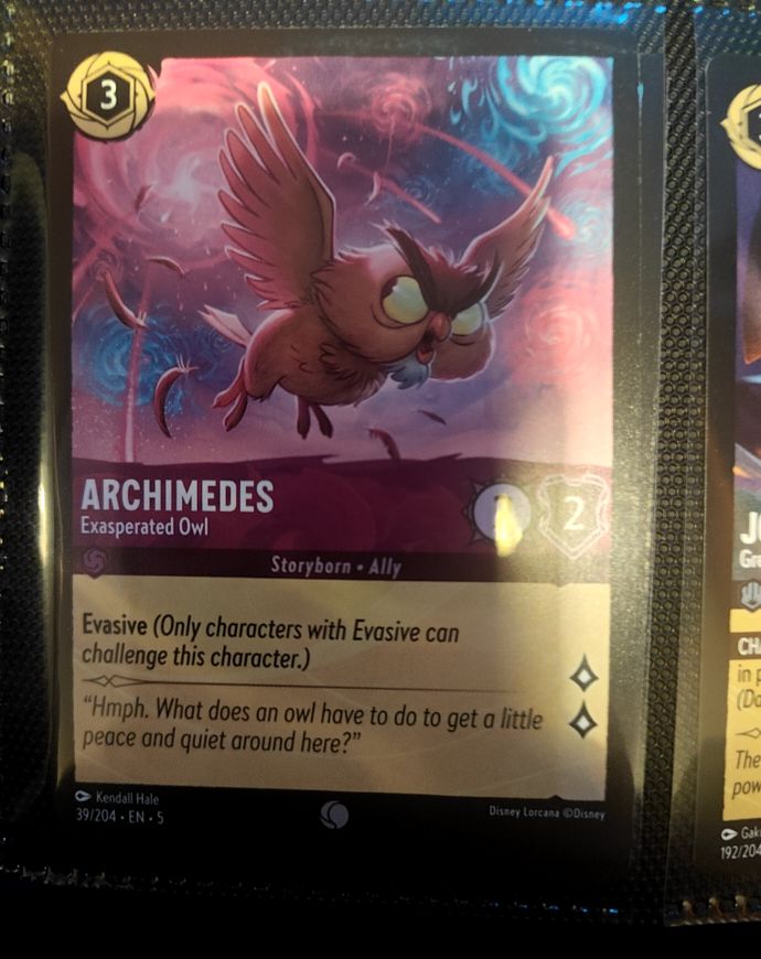 2024 Disney Lorcana Shimmering Skies #39 Archimedes Exasperated Owl — front