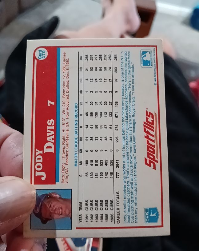 1987 Sportflics #7 Jody Davis — front