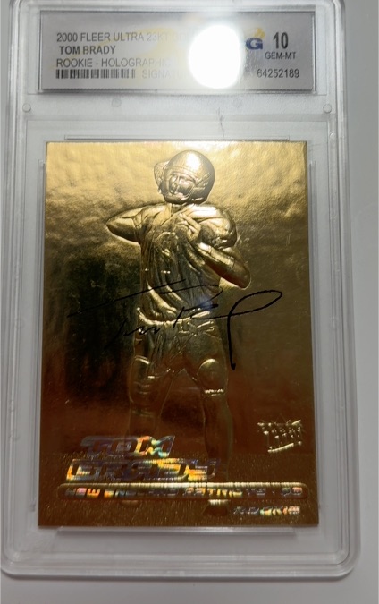 2000 Fleer Ultra 23KT Gold Rookie Tom Brady — front
