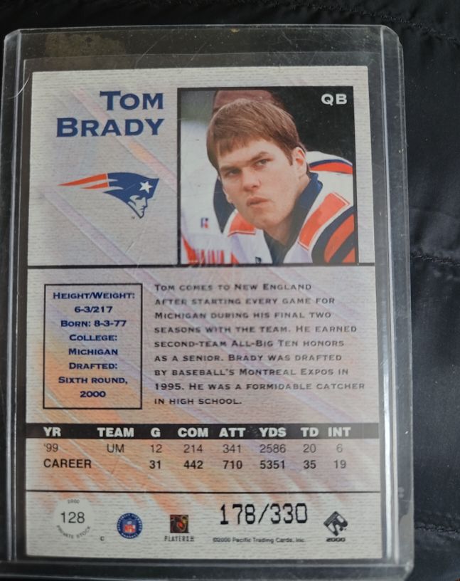 2000 Pacific Tom Brady #128 — front