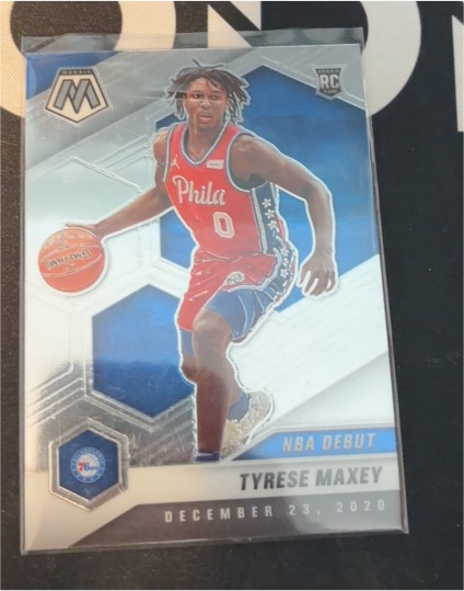 2020-21 Panini Mosaic #263 Tyrese Maxey NBA Debut Rookie Card — front