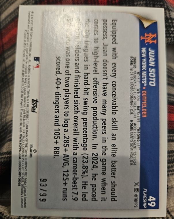 2025 Topps Flagship #49 Juan Soto — front